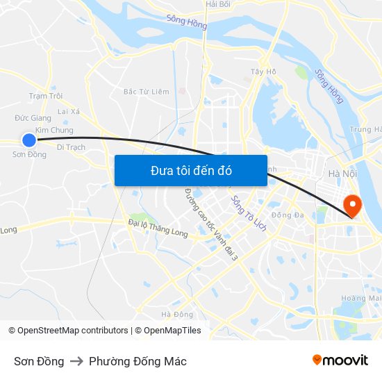 Sơn Đồng to Phường Đống Mác map