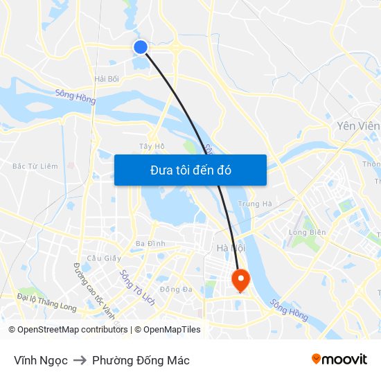 Vĩnh Ngọc to Phường Đống Mác map