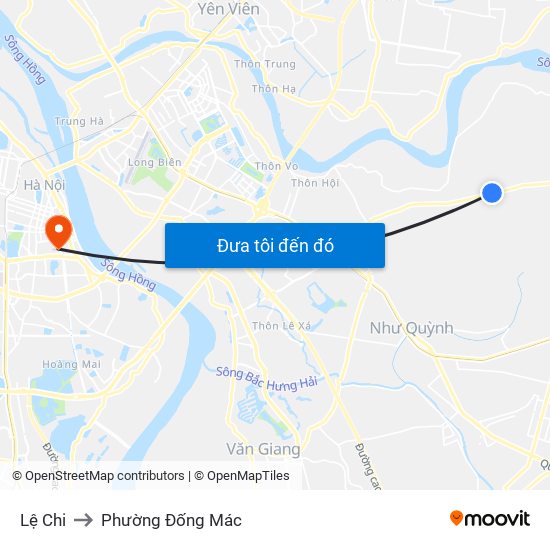 Lệ Chi to Phường Đống Mác map