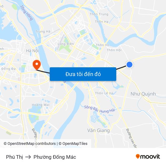 Phú Thị to Phường Đống Mác map