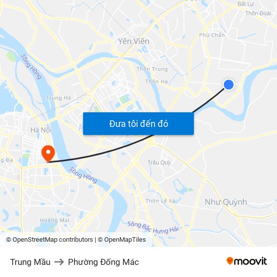 Trung Mầu to Phường Đống Mác map