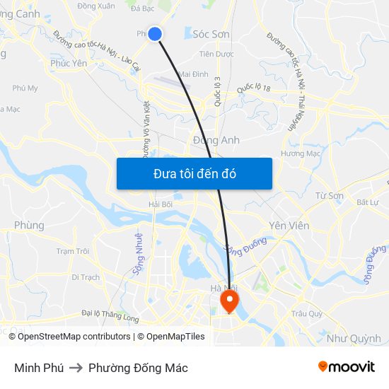 Minh Phú to Phường Đống Mác map