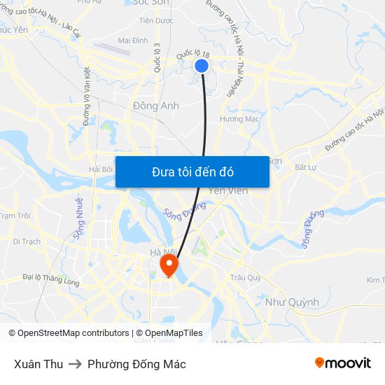 Xuân Thu to Phường Đống Mác map