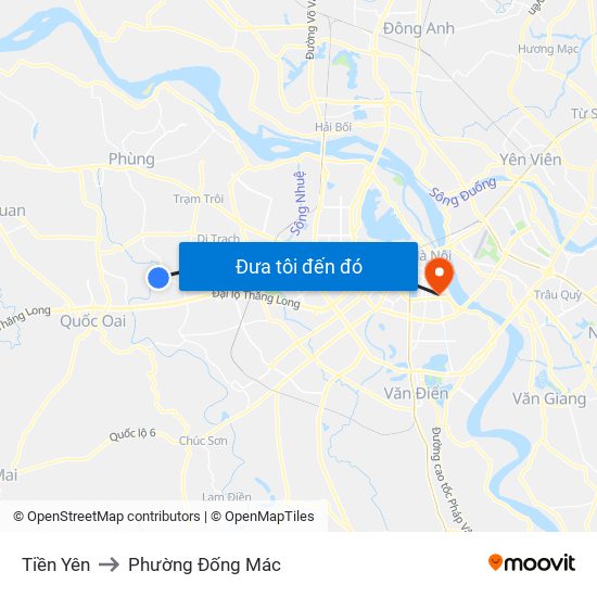 Tiền Yên to Phường Đống Mác map