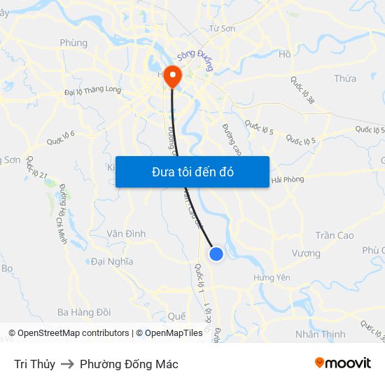 Tri Thủy to Phường Đống Mác map