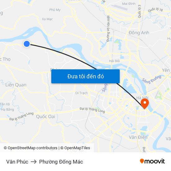 Vân Phúc to Phường Đống Mác map