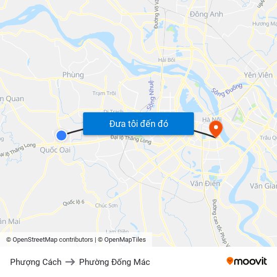 Phượng Cách to Phường Đống Mác map