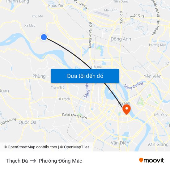 Thạch Đà to Phường Đống Mác map