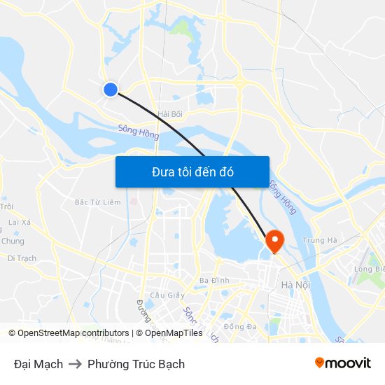 Đại Mạch to Phường Trúc Bạch map