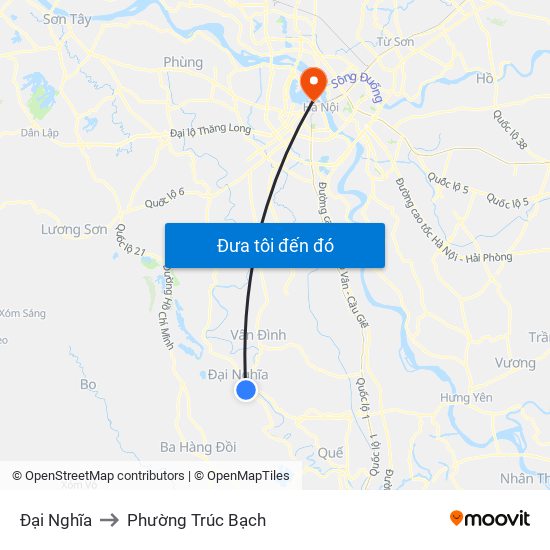 Đại Nghĩa to Phường Trúc Bạch map