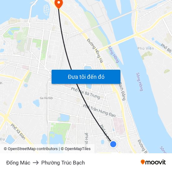 Đống Mác to Phường Trúc Bạch map