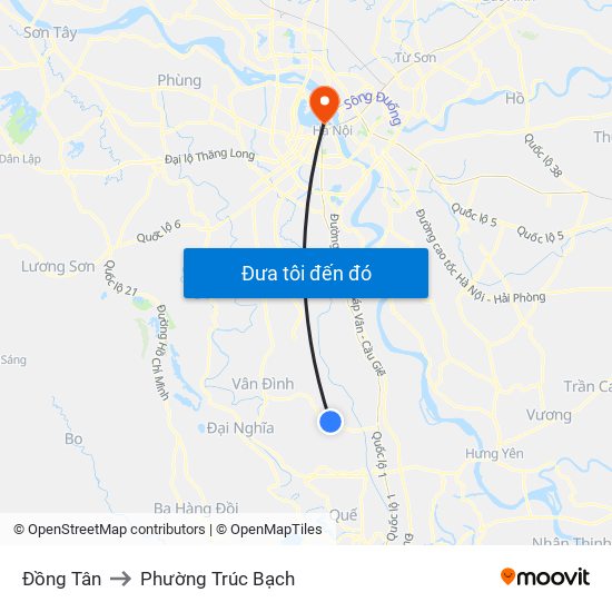 Đồng Tân to Phường Trúc Bạch map