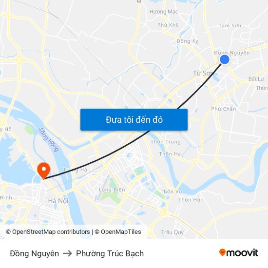 Đồng Nguyên to Phường Trúc Bạch map