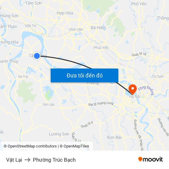 Vật Lại to Phường Trúc Bạch map