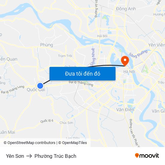 Yên Sơn to Phường Trúc Bạch map