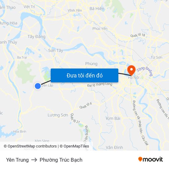 Yên Trung to Phường Trúc Bạch map