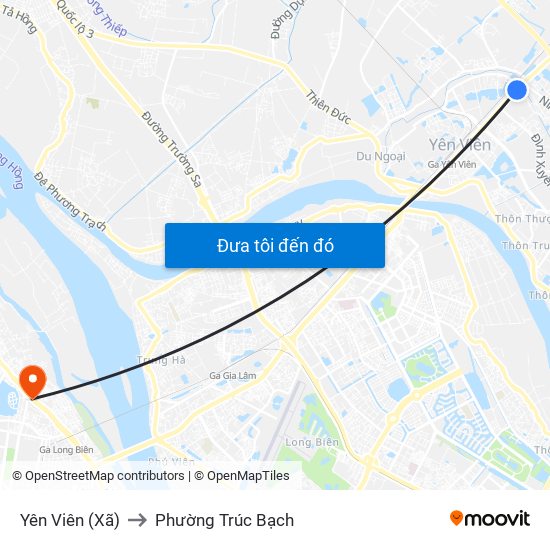 Yên Viên (Xã) to Phường Trúc Bạch map