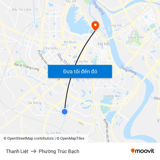 Thanh Liệt to Phường Trúc Bạch map