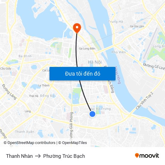 Thanh Nhàn to Phường Trúc Bạch map