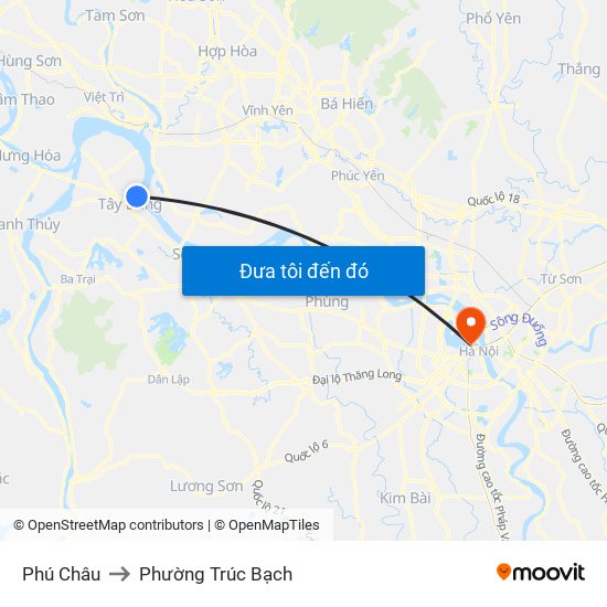 Phú Châu to Phường Trúc Bạch map