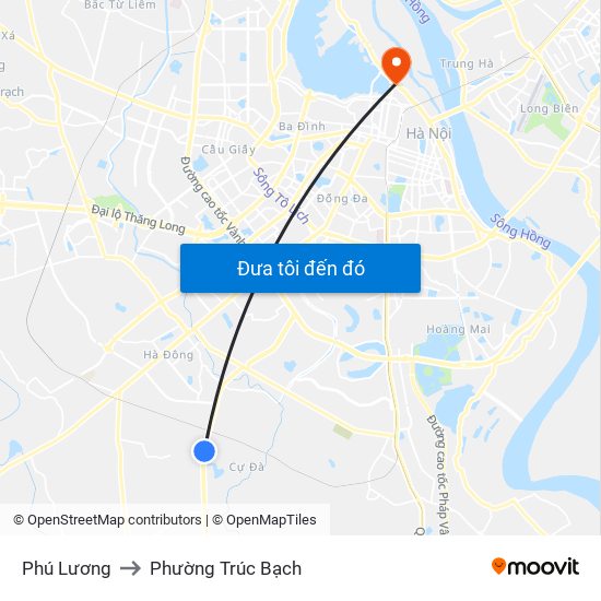 Phú Lương to Phường Trúc Bạch map