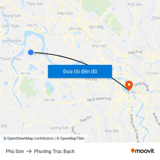 Phú Sơn to Phường Trúc Bạch map