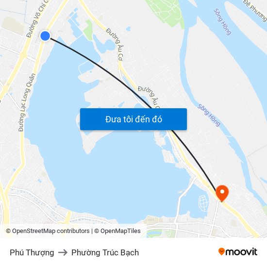 Phú Thượng to Phường Trúc Bạch map