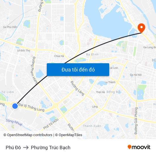 Phú Đô to Phường Trúc Bạch map