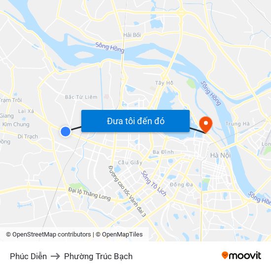 Phúc Diễn to Phường Trúc Bạch map