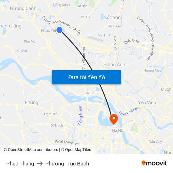 Phúc Thắng to Phường Trúc Bạch map