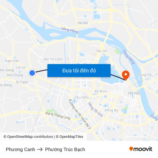 Phương Canh to Phường Trúc Bạch map