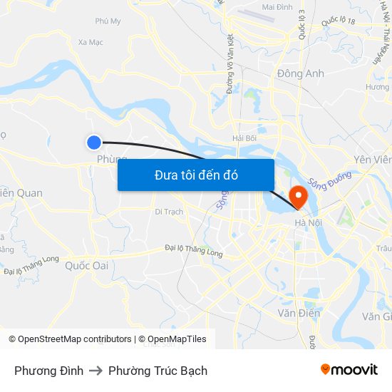 Phương Đình to Phường Trúc Bạch map