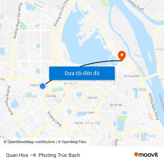 Quan Hoa to Phường Trúc Bạch map