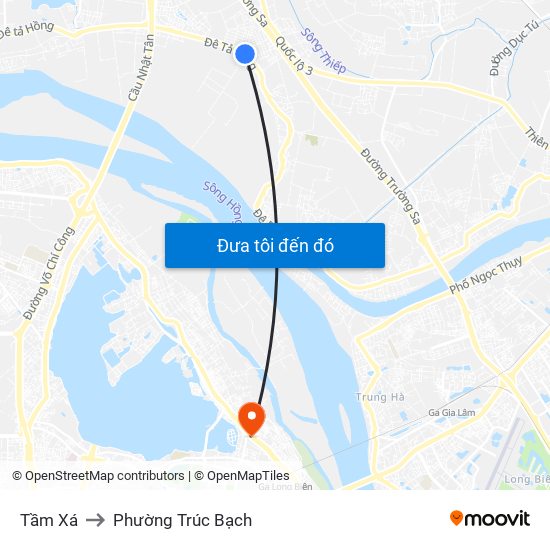 Tầm Xá to Phường Trúc Bạch map