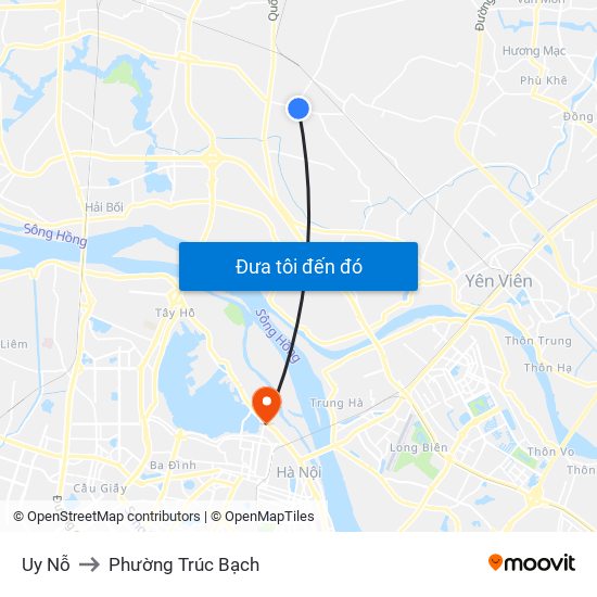 Uy Nỗ to Phường Trúc Bạch map