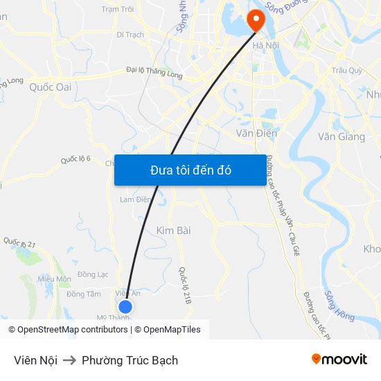 Viên Nội to Phường Trúc Bạch map