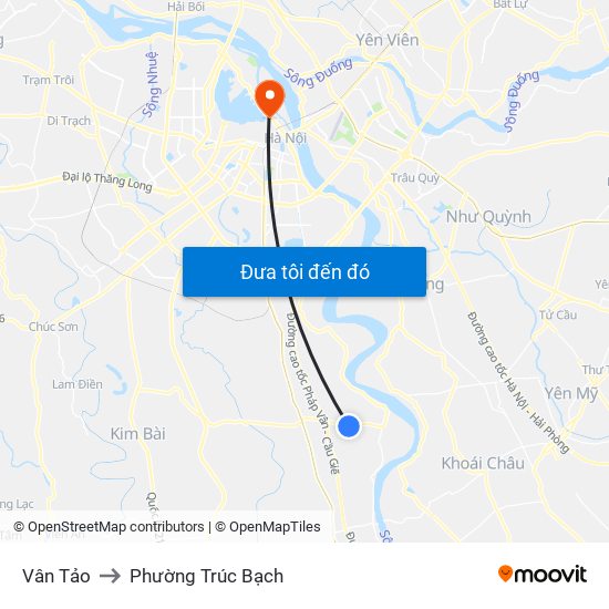 Vân Tảo to Phường Trúc Bạch map