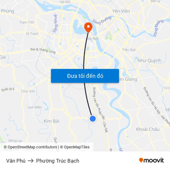 Văn Phú to Phường Trúc Bạch map