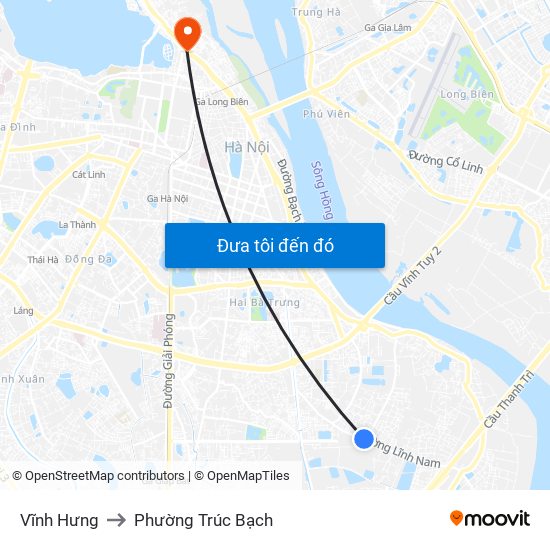 Vĩnh Hưng to Phường Trúc Bạch map