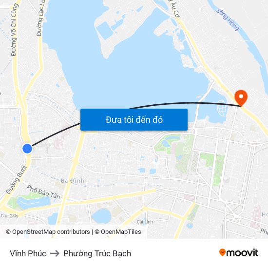 Vĩnh Phúc to Phường Trúc Bạch map