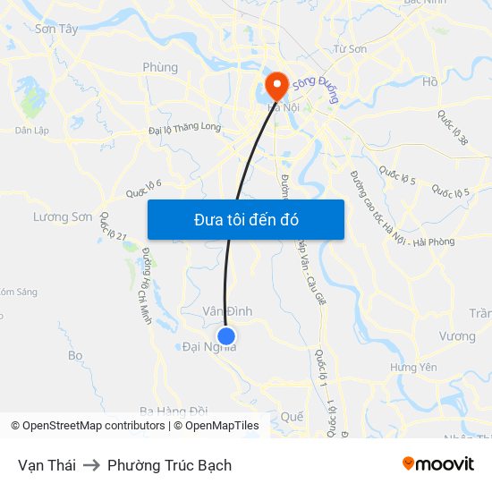 Vạn Thái to Phường Trúc Bạch map