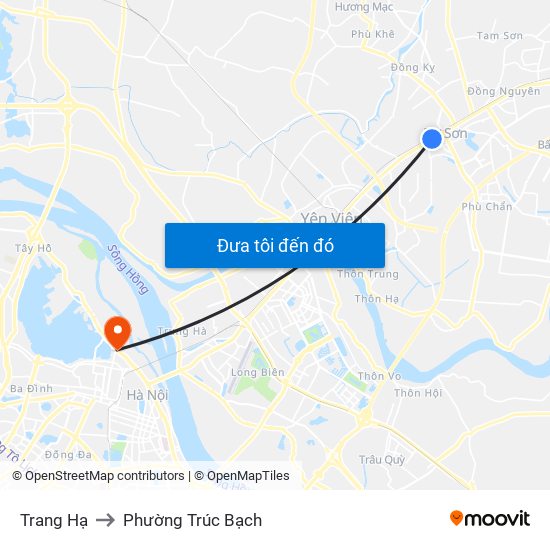 Trang Hạ to Phường Trúc Bạch map