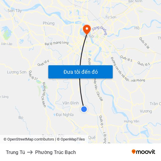 Trung Tú to Phường Trúc Bạch map