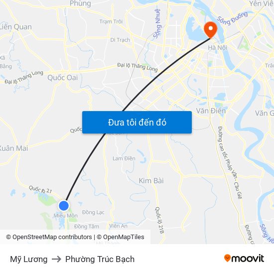 Mỹ Lương to Phường Trúc Bạch map