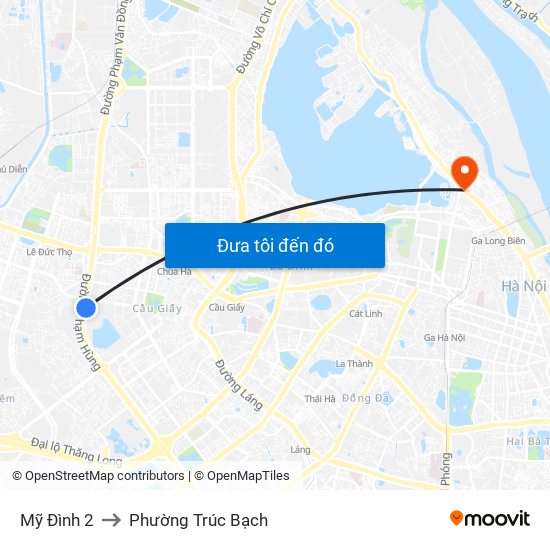 Mỹ Đình 2 to Phường Trúc Bạch map