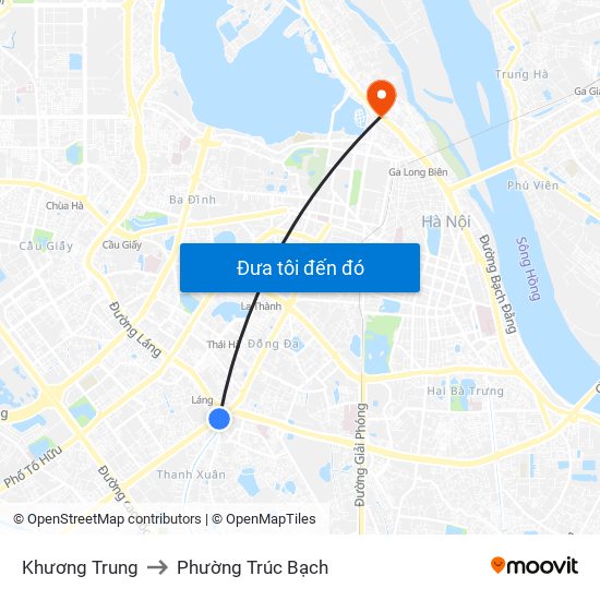 Khương Trung to Phường Trúc Bạch map