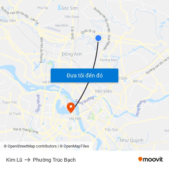 Kim Lũ to Phường Trúc Bạch map