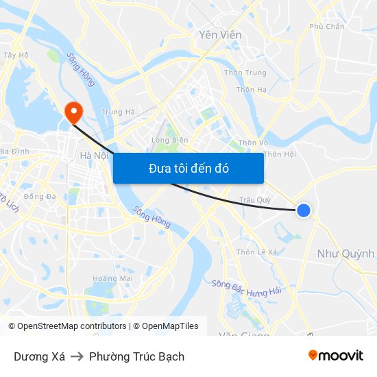 Dương Xá to Phường Trúc Bạch map