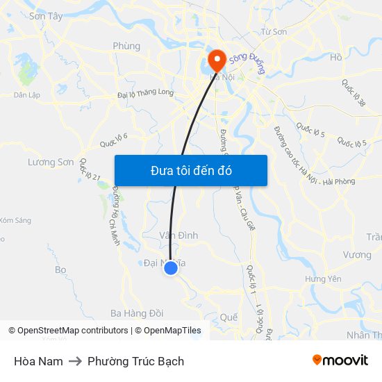 Hòa Nam to Phường Trúc Bạch map