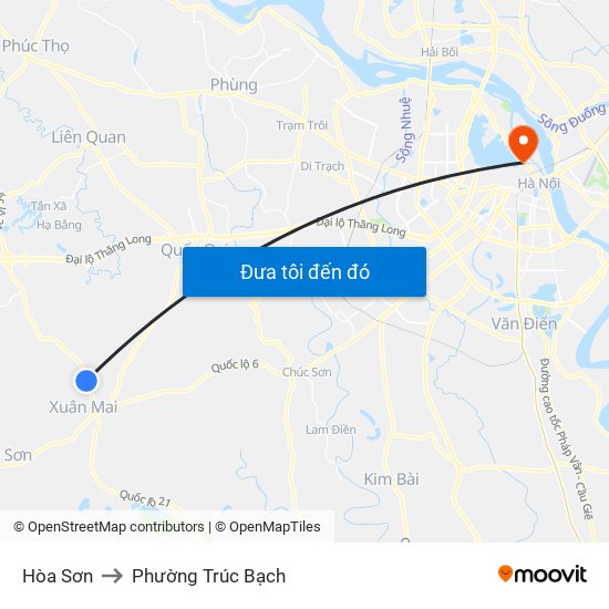 Hòa Sơn to Phường Trúc Bạch map